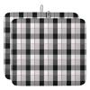 Black White Dish Drying Mat for Kitchen Counter, Rustic Buffalo Plaid Check Tile Texture Absorbent Reversible Dish Drainer Rack Mats for Coffee Bar Mats 18''x24'' 2 PCS view 1