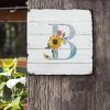 ArogGeld Metal Sign Initial Letter B Metal Wall Art Monogram Sunflower Home Sign Wall Decor Monogram Letter Garden Lover 10x10in Retro Metal Plaque for Bar Cafe Pub Garage Kitchen view 2