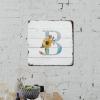 ArogGeld Metal Sign Initial Letter B Metal Wall Art Monogram Sunflower Home Sign Wall Decor Monogram Letter Garden Lover 10x10in Retro Metal Plaque for Bar Cafe Pub Garage Kitchen view 4