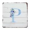 ArogGeld Monogram Initial P Tin Sign Alphabet Blue Floral Metal Wall Art Last Name Decorative Wall Art French Floral 10x10in Funny Metal Plaque Sign for Bar Pub Garage Man Cave Home view 1