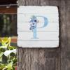 ArogGeld Monogram Initial P Tin Sign Alphabet Blue Floral Metal Wall Art Last Name Decorative Wall Art French Floral 10x10in Funny Metal Plaque Sign for Bar Pub Garage Man Cave Home view 2