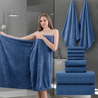 8-Piece Navy Bath Towels Set,2 Oversized Large Bath Towels Sheet,2 Hand Towels and 4 Washcloths - 600 GSM Soft Luxury Towel Set,Highly Absorbent Quick Dry Towel Collection for Bathroom,Hotel and Spa