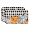Black Plaid Pumpkins Dish Drying Mat for Kitchen Counter, Thanksgiving Fall Harvest Autumn Holiday Absorbent Reversible Dish Drainer Rack Mats for Coffee Bar Mats 18''x24'' 2 PCS view 1