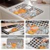 Black Plaid Pumpkins Dish Drying Mat for Kitchen Counter, Thanksgiving Fall Harvest Autumn Holiday Absorbent Reversible Dish Drainer Rack Mats for Coffee Bar Mats 18''x24'' 2 PCS view 4
