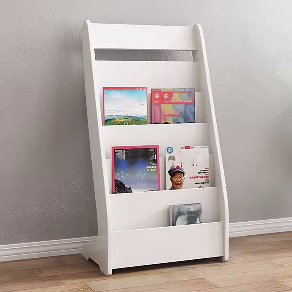 CMYUN Magazine Rack Holder for Shelves, Solid Wood Large Floor Magazine Holder Brochure Stands, Newspaper Racks for Home Office Library School (Color : White)