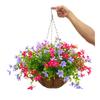 12 Inch Large Home Wedding Party Porch Garden Decoration Chain Hanging Basket Flower Silk Artificial Magnolias (Red and Purple) view 1