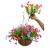 12 Inch Large Home Wedding Party Porch Garden Decoration Chain Hanging Basket Flower Silk Artificial Magnolias (Red and Purple) view 4