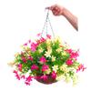12 Inch Large Home Wedding Party Porch Garden Decoration Chain Hanging Basket Flower Silk Artificial Magnolias (Red and Yellow) view 1