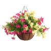 12 Inch Large Home Wedding Party Porch Garden Decoration Chain Hanging Basket Flower Silk Artificial Magnolias (Red and Yellow) view 2
