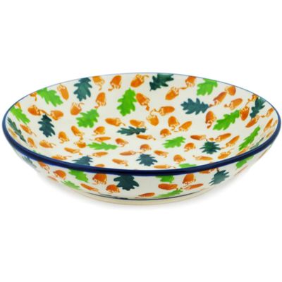 Polmedia Polish Pottery Pasta Bowl 8-inch - Frenzy Of Acorns Pattern Handmade in Boleslawiec Poland + Certificate of Authenticity