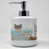 Caroline's Treasures WDK5552SOAP Longhaired Blue and Tan Chihuahua Ceramic Soap Dispenser Hand Soap Dispenser Pump Bottles for Bathroom Kitchen, Empty Refillable Liquid Soap Container view 1