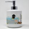 Caroline's Treasures WDK5654SOAP Standard Black Poodle Ceramic Soap Dispenser Hand Soap Dispenser Pump Bottles for Bathroom Kitchen, Empty Refillable Liquid Soap Container view 1