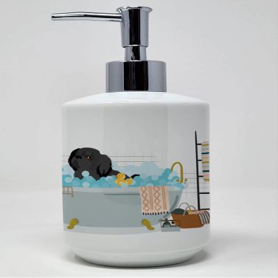 Caroline's Treasures WDK5646SOAP Black Pekingese Ceramic Soap Dispenser Hand Soap Dispenser Pump Bottles for Bathroom Kitchen, Empty Refillable Liquid Soap Container
