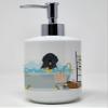 Caroline's Treasures WDK5638SOAP Black Newfoundland Ceramic Soap Dispenser Hand Soap Dispenser Pump Bottles for Bathroom Kitchen, Empty Refillable Liquid Soap Container view 1