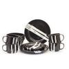 Artesano Home Decor Hand-Painted Enamelware Set of 16 Pieces - Black Abstract Design - 4 Dining Plates 10" - 4 Dessert Plates 7" - 4 Bowls 34oz - 4 Mugs 22oz, Ideal for Home, Party and Camping view 1