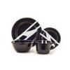 Artesano Home Decor Hand-Painted Enamelware Set of 16 Pieces - Black Abstract Design - 4 Dining Plates 10" - 4 Dessert Plates 7" - 4 Bowls 34oz - 4 Mugs 22oz, Ideal for Home, Party and Camping view 2
