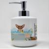 Caroline's Treasures WDK5567SOAP Red and White Chihuahua Ceramic Soap Dispenser Hand Soap Dispenser Pump Bottles for Bathroom Kitchen, Empty Refillable Liquid Soap Container view 1