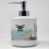 Caroline's Treasures WDK5566SOAP Black and Cream Chihuahua Ceramic Soap Dispenser Hand Soap Dispenser Pump Bottles for Bathroom Kitchen, Empty Refillable Liquid Soap Container view 1