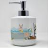 Caroline's Treasures WDK5540SOAP White Boxer Ceramic Soap Dispenser Hand Soap Dispenser Pump Bottles for Bathroom Kitchen, Empty Refillable Liquid Soap Container view 1