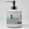 Caroline's Treasures WDK5604SOAP Red and Tan Doberman Pinscher Ceramic Soap Dispenser Hand Soap Dispenser Pump Bottles for Bathroom Kitchen, Empty Refillable Liquid Soap Container view 1