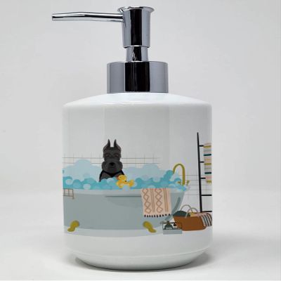 Caroline's Treasures WDK5670SOAP Black Schnauzer Ceramic Soap Dispenser Hand Soap Dispenser Pump Bottles for Bathroom Kitchen, Empty Refillable Liquid Soap Container