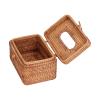 Firlar Napkin Tissue Box Tissue Box Holder Woven Sturdy Durable Large Capacity Convenient Tissue Box Hand Woven Tissue Holder Cover Rattan Rectangular for Bedroom Living Room view 2