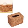 Firlar Napkin Tissue Box Tissue Box Holder Woven Sturdy Durable Large Capacity Convenient Tissue Box Hand Woven Tissue Holder Cover Rattan Rectangular for Bedroom Living Room view 3