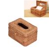 Firlar Napkin Tissue Box Tissue Box Holder Woven Sturdy Durable Large Capacity Convenient Tissue Box Hand Woven Tissue Holder Cover Rattan Rectangular for Bedroom Living Room view 4