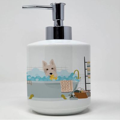 Caroline's Treasures WDK5674SOAP Wheaten Scottish Terrier Ceramic Soap Dispenser Hand Soap Dispenser Pump Bottles for Bathroom Kitchen, Empty Refillable Liquid Soap Container