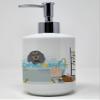 Caroline's Treasures WDK5585SOAP Longhair Blue and Tan Dachshund Ceramic Soap Dispenser Hand Soap Dispenser Pump Bottles for Bathroom Kitchen, Empty Refillable Liquid Soap Container view 1
