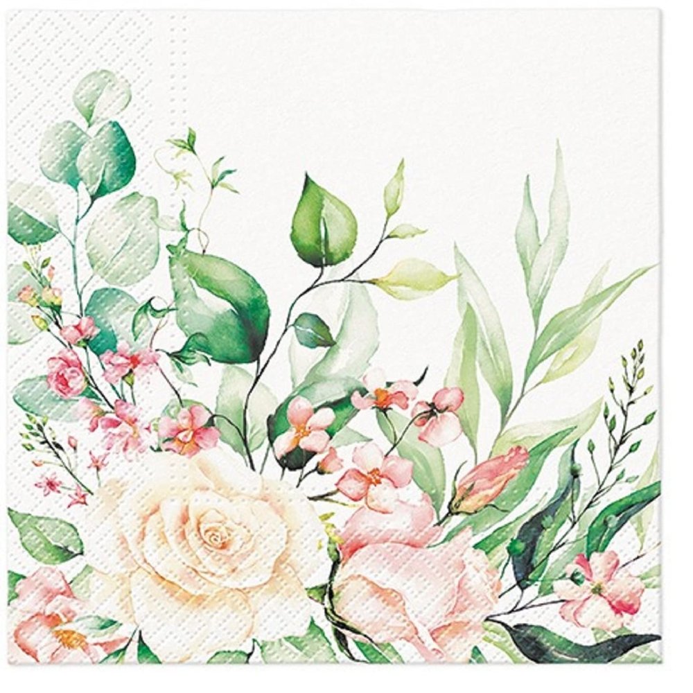 Keep Unique 20-ct 13x13 Flowers Paper Luncheon Decoupage Napkins, 3-Ply Servilletas Floral Napkin for Christmas Art, Dinner and Party, Disposable Napkins Decorative (Pastel Flower)