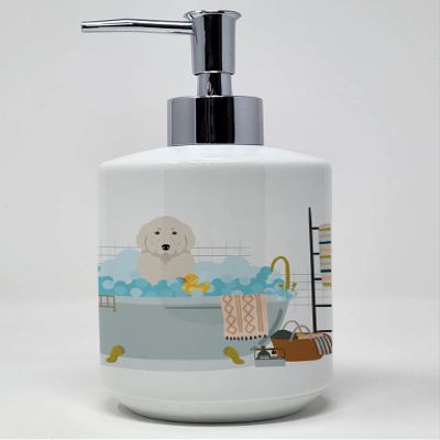 Caroline's Treasures WDK5623SOAP Great Pyrenees Ceramic Soap Dispenser Hand Soap Dispenser Pump Bottles for Bathroom Kitchen, Empty Refillable Liquid Soap Container