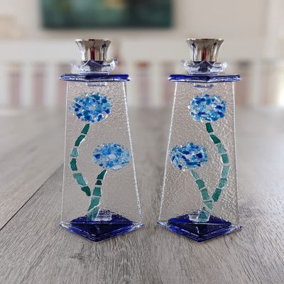 Flowers for Shabbat wedding shards Shabbat candle sticks, Chuppah glass shards art, Jewish wedding gift custom order by YafitGlass
