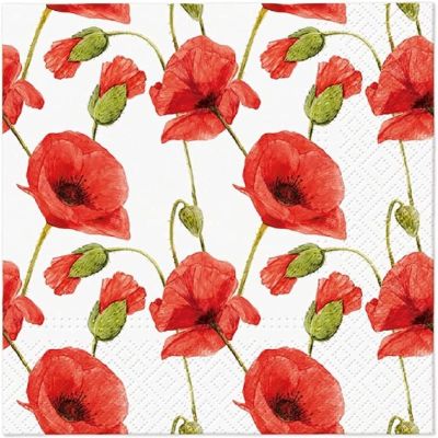 Keep Unique 20-ct 13x13 Flowers Paper Luncheon Decoupage Napkins, 3-Ply Servilletas Floral Napkin for Christmas Art, Dinner and Party, Disposable Napkins Decorative (Papaver)