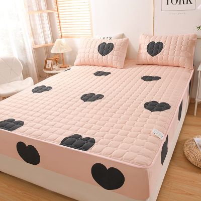 FCLDESHOP Fits Mattress Perfectly Soft Sheet,Kids Cartoon Print Box Spring Mattress Protector for Bedroom, Bedroom Hotel Solid Color Bedding Sheets Bed Cover,Love,150 * 200cm+30cm