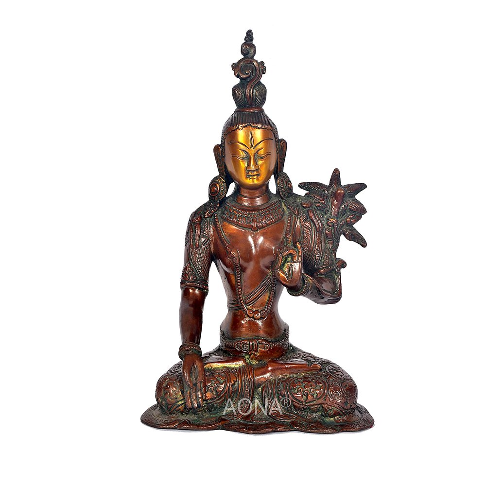 Aakrati Devyom Devyom Brass White Tara Devi Statue for Home Decor Height 11.6 Inch