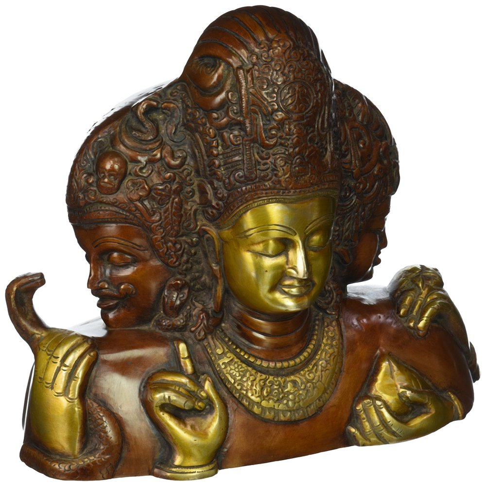 Aakrati Devyom Devyom Trimurti Bust Brass Statue (24.13 cm, 26.67 cm, 10.16 cm)