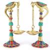 Aakrati Devyom Brass 7.5 Inches Samaideep, Oil Lamp, Diya Hanging From Beak Of Parrot, Kuthu Vilakku, Home Decor, Smai Deep (Stone Finish) view 1