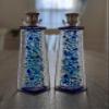 Blue shards Shabbat candle sticks, Sabbath upright glass candle holders, Jewish wedding gift candle holder By YafitGlass view 2