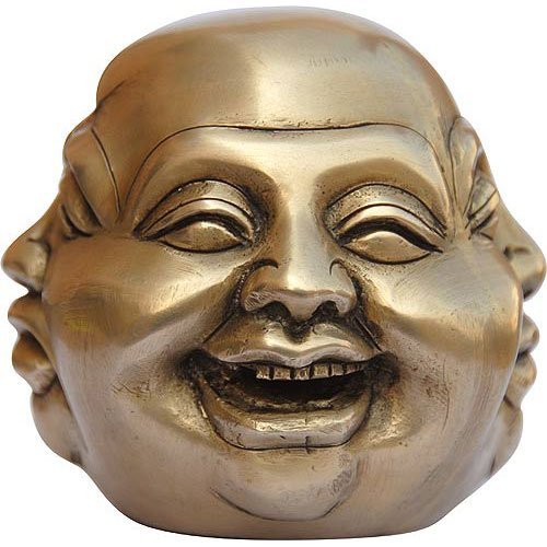 Aakrati Devyomcraft Brass Buddha Statue Collectibles 4 Face Sculpture Laughing, Smiling, Angry And Sad 10.16 X 10.16 X 10.16 Cms