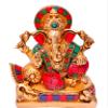 Aakrati Devyom Brass Idol Lord Ganesha (Ganapathi Or Vinayaka) With Overlay Gem-Stone Work: Collectible Statue For Table Top, Home Temple Or Office Shop (10647) view 1