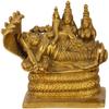 Aakrati Devyom Devyom Rare Collection Brass Idol Lord Vishnu Trimurti with Shiva & Brahma: Anantashayi AnandShayan Sleeping Vishnu-Lakshmi Unique Brass Statue (11032) view 1