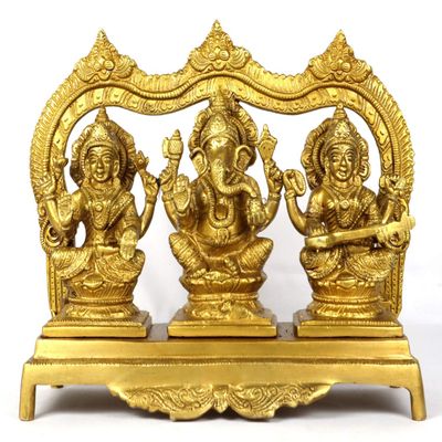 Aakrati Devyom Brass Laxmi Ganesh Saraswati Statue, Idol, (Lgs-02)