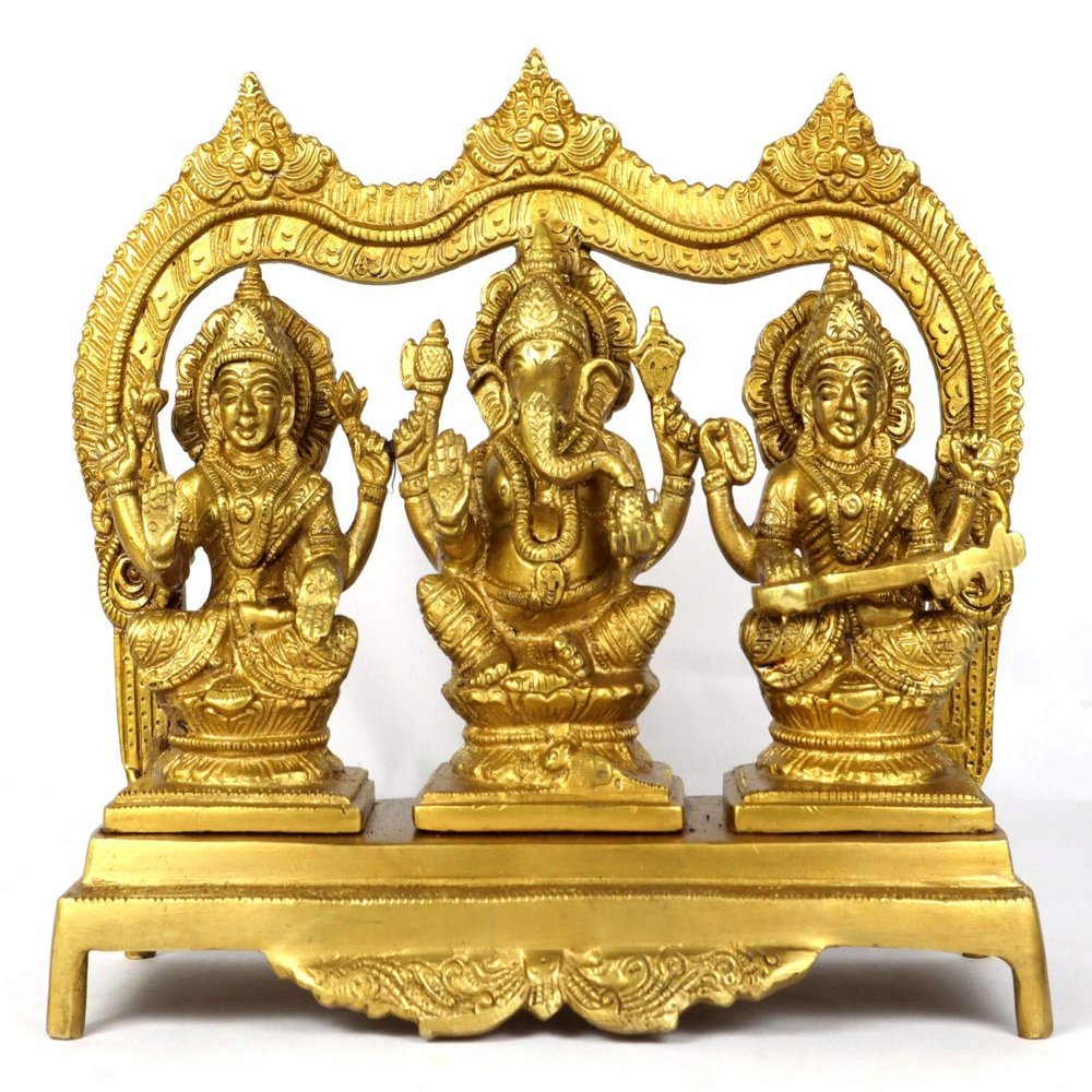 Aakrati Devyom Brass Laxmi Ganesh Saraswati Statue, Idol, (Lgs-02)