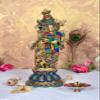 Aakrati Devyom Radha Brass Idol Goddess Religious Hindu Love Couple Radha Krishna Statue Height : 14.9 Inches view 1