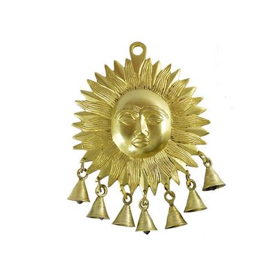Aakrati Devyom Brass Sun Wall Hanging With Bells