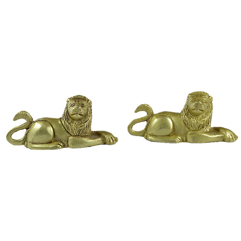 Aakrati Devyom Devyom Brass Lion Statue- Set of 2