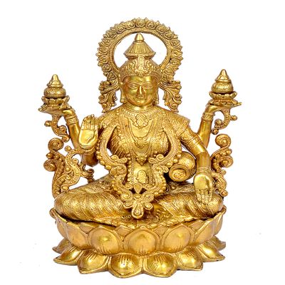 Aakrati Devyom Large Brass Lakshmi Maa Brass Statue Idol Statue Of Lakshmi Height 12 Inch