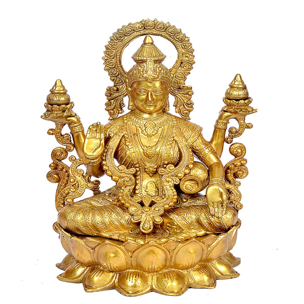 Aakrati Devyom Large Brass Lakshmi Maa Brass Statue Idol Statue Of Lakshmi Height 12 Inch