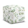 Sweet Jojo Designs Green Boho Floral Leaf Boy Girl Ottoman Pouf Cover Unstuffed Poof Floor Footstool Square Cube Pouffe Storage Baby Nursery Kids Room Sage White Bohemian Gender Neutral Watercolor view 1